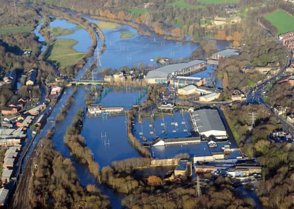An aerial photo of the Kirkstall Road floods in Leeds last December.