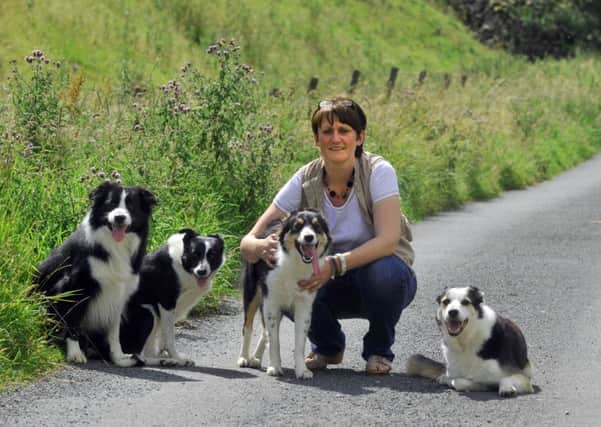 Katherine Ralph with her four Border Collies at Walden.  Picture: Gary Longbottom