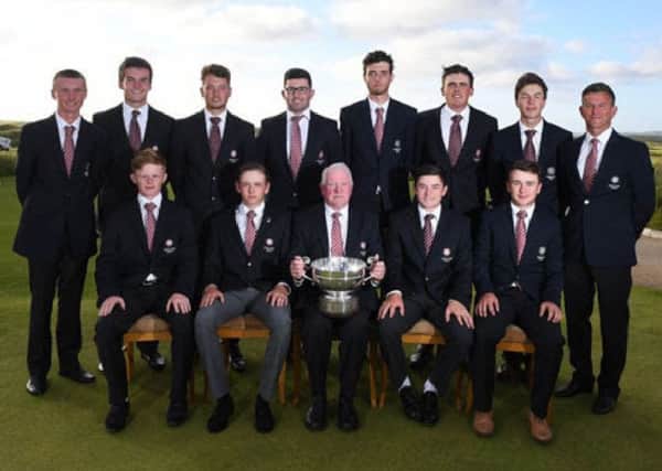 Hallamshire's Alex Fitzpatrick, front row, second right, with the winning England Boys' Home International side (Picture: The R&A).