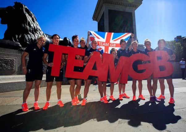Team GB's women's rugby sevens team during a photo opportunity at Trafalgar Square, London. (Picture: John Walton/PA Wire)