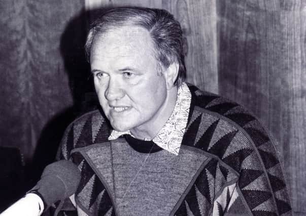 Ron Atkinson pictured at the press conference where he declared he had decided to stay at Sheffield Wednesday.