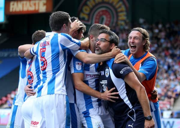 Huddersfield Town manager David Wagner celebrates after Kasey Palmer (not pictured) scores his side's second goal of the game during the Sky Bet Championship match at the John Smith's Stadium, Huddersfield. (Picture: Richard Sellers/PA Wire)