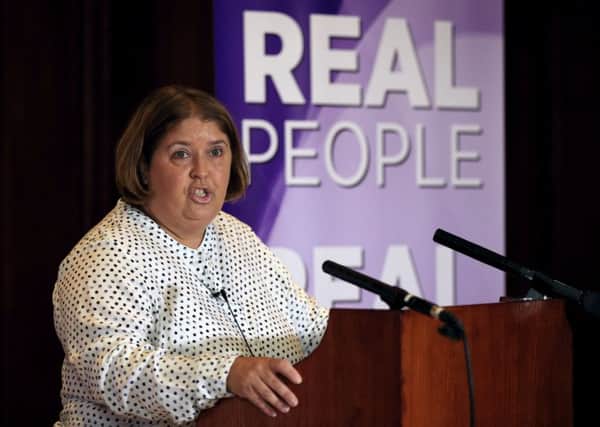 Ukip leadership contender Lisa Duffy delivers a speech entitled 'Positive Vision for British Islam' at the London Marriott Hotel