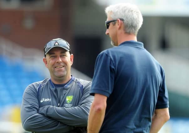 Darren Lehmann, left, will be hoping his son enjoys his spell at Yorkshire under coach and good friend Jason Gillespie, right