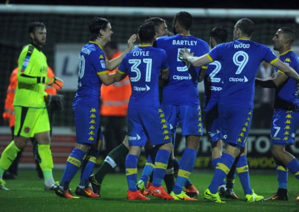 Leeds celebrate winning on penalties after keeper Rob Green saved.  PIC: Tony Johnson
