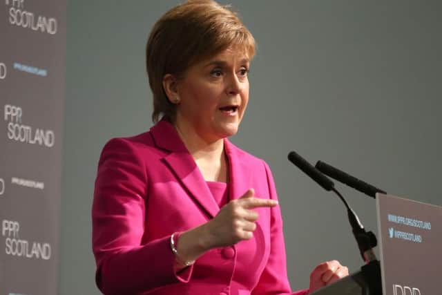 Scotland's First Minister Nicola Sturgeon speaking at the conference of the Institute for Public Policy Research (IPPR) think tank in Edinburgh where she says that she is "determined" to find options to protect Scotland's key interests during EU negotiations. PRESS ASSOCIATION Photo. Picture date: Monday July 25, 2016. See PA story POLITICS EU. Photo credit should read: Andrew Milligan/PA Wire