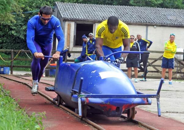 12 August 2016 .......  The Brazilian Bobsleigh team is training at Camp Hill Estate near Bedale in North Yorkshire ahead of the World Championships next month. They are being trained by former Olympic gold medalist and current world champion Nicola Minicello. Picture Tony Johnson