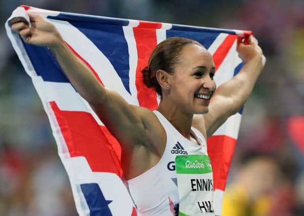 Jessica Ennis-Hill celebrates after claiming silver.