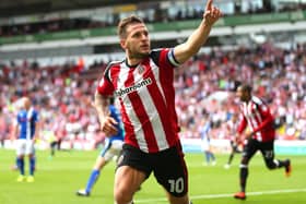 Sheffield United captain Billy Sharp celebrates scoring the equalising goal against Rochdale. Picture: Simon Bellis/Sportimage