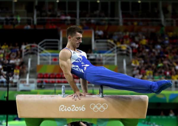 Great Britain's Max Whitlock on his way to winning gold on the Pommel Horse (Picture: David Davies/PA Wire)