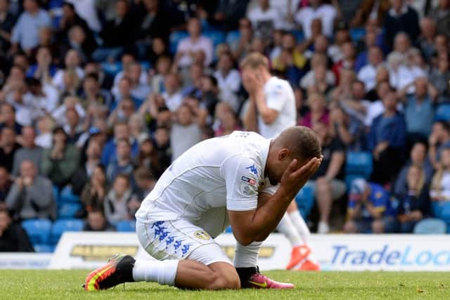 Leeds United's Kemar Roofe shows his frustration during Saturday's defeat at home to Birmingham.  Picture Bruce Rollinson