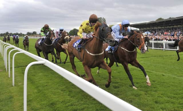 The William Hill Silver Trophy Handicap during the William Hill Great St.Wilfrid Handicap Day at Ripon Racecourse, Ripon. PRESS ASSOCIATION Photo. Picture date: Saturday August 16, 2014.  Photo : John Giles/PA Wire.