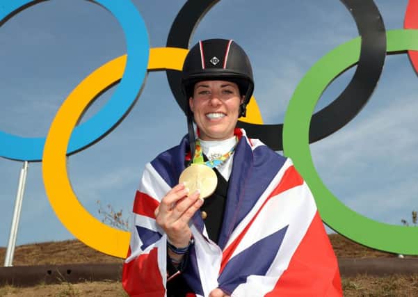 Great Britain's Charlotte Dujardin following her gold medal in the dressage individual grand prix freestyle.
