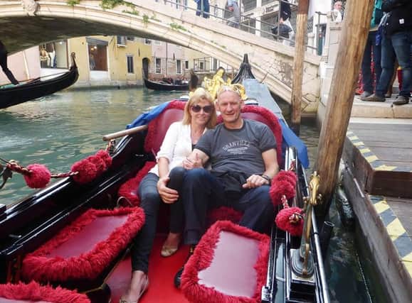 Sadie Hartley with her partner Ian Johnston in Venice, in October 2015, to celebrate Ms Hartley's 60th birthday.