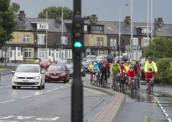 The official opening of the Leeds Cycle Superhighway which has been branded as a white elephant by critics.