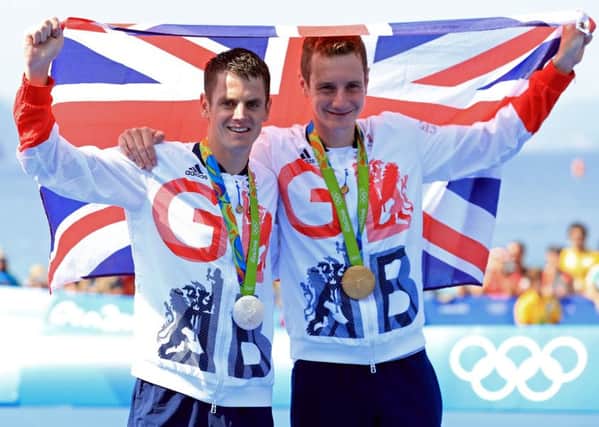 Jonny and Alistair Brownlee after the triathlon at the Rio Olympics.