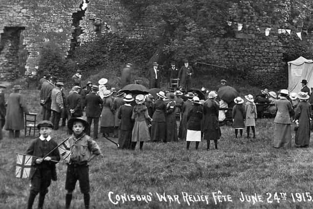 Peter Tuffrey collection. 
Conisbrough Castle Grounds war effort 1915