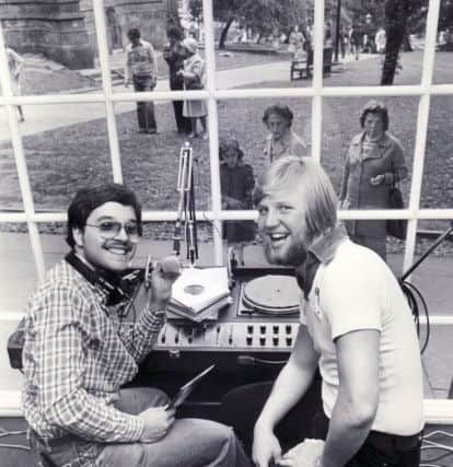 Broadcasting Rotherham Hospital's Radio Nightingale in August 1979.