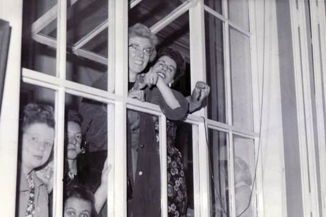 Protest meeting at Oakes Green Wash-House, Attercliffe, Sheffield, in August 1962.