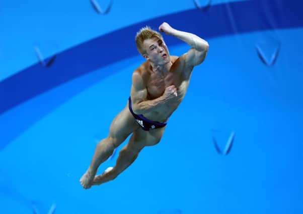 Jack Laugher during the men's 3m springboard final. Picture: Owen Humphreys/PA