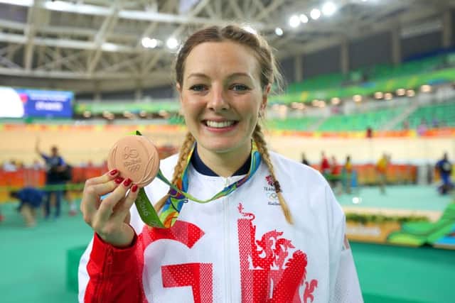 Leeds's Katy Marchant poses with her medal after winning bronze in the women's sprint. Picture: David Davies/PA.