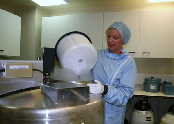 Rachel at work in the cryo-preservation lab