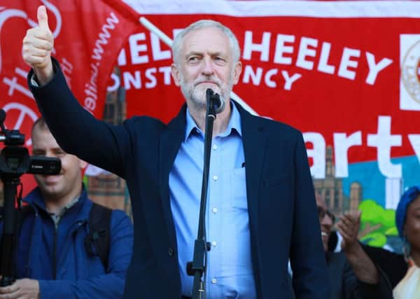 Jeremy Corbyn at a rally at Barkers Pool in Sheffield this month. (Photo: Chris Etchells)