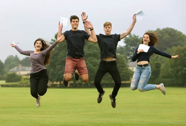 Double success...Twins George and Harry Straford and Katharine and Louisa Chatterton who are celebrating their GCSE success at Ripon Grammar school. They are two of a set of three twins at the school to gain 58 A* and A grades. Picture: Richard Doughty Photography