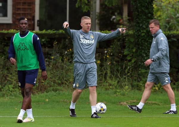 Leeds United head coach Garry Monk takes charge of training ahead of his side facing Nottingham Forest.