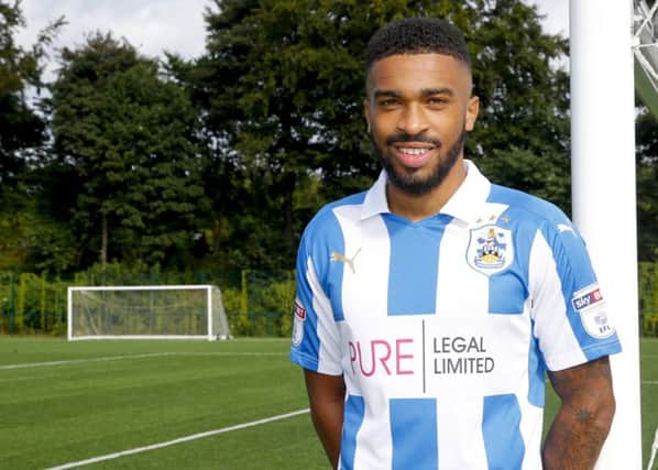 Tareiq Holmes-Dennis pictured in his new surroundings at Huddersfield Towns Canalside training site (Picture: Huddersfield Town AFC).