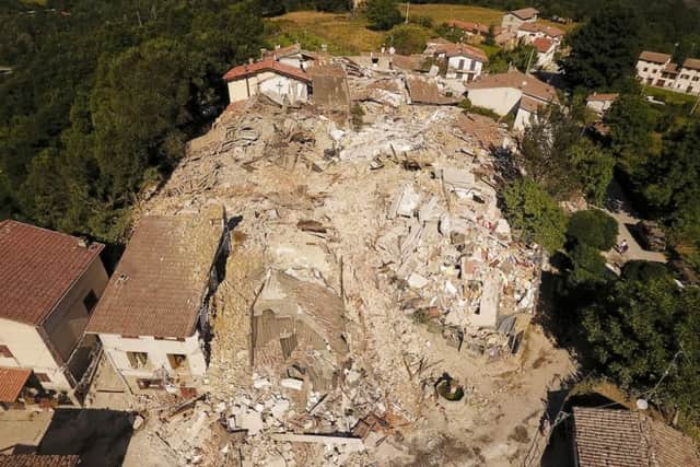 Aerial view of the village of Saletta in central Italy, where a strong quake hit early Wednesday. Image: AP Photo/Localteam