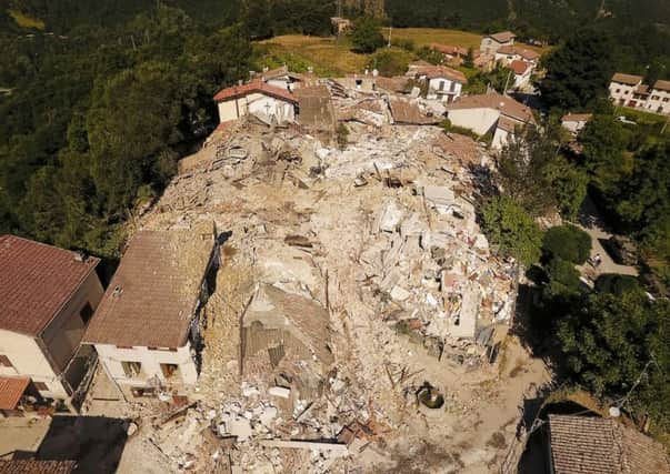 Aerial view of the village of Saletta in central Italy, where a strong quake hit early Wednesday. Image: AP Photo/Localteam