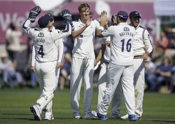 Yorkshire's Steven Patterson celebrates with team mates after dismissing Nottinghamshire's Brendan Taylor. Can the defending champions reign again?
