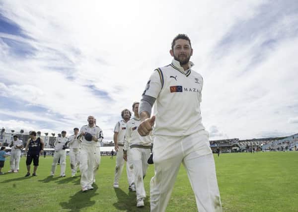 Yorkshire's Tim Bresnan gives tyhe thumbs up as his side defeat Nottinghamshire. Picture by Allan McKenzie/SWpix.com