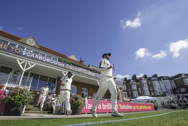 Yorkshire come out to field against Nottinghamshire on the final day of the match at Scarborough. Picture by Allan McKenzie/SWpix.com