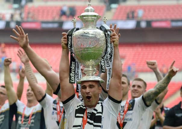 Hull FC's Danny Houghton celebrates winning the Challenge Cup Final match at Wembley Stadium, London. (PIcture: PA)