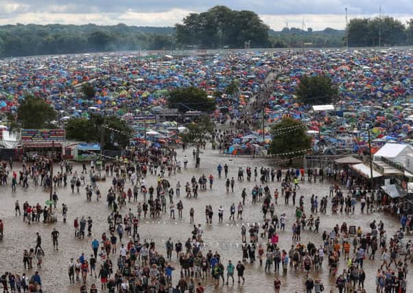 A mud soaked Leeds Festival.