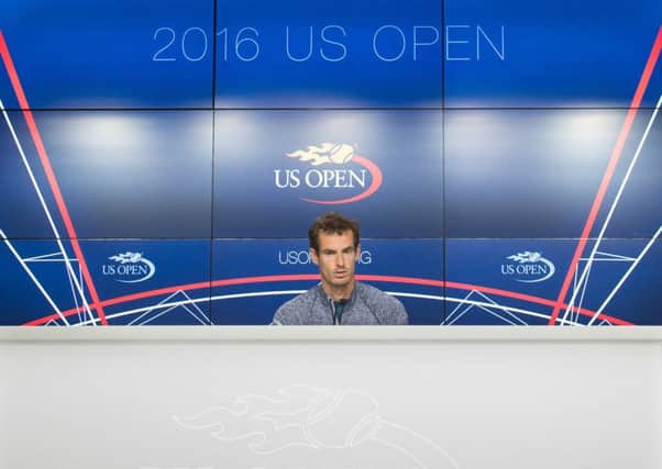 Andy Murray speaks during a media session at Flushing Meadow. Picture: AP/Bryan R. Smith