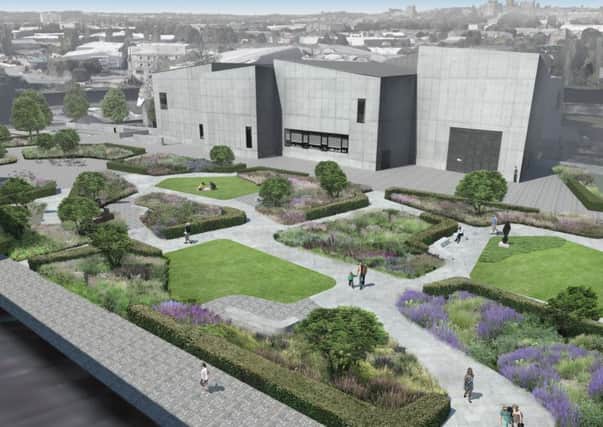 Aerial view of The Hepworth Riverside Gallery Garden. Image courtesy Tom Stuart Smith and The Hepworth
