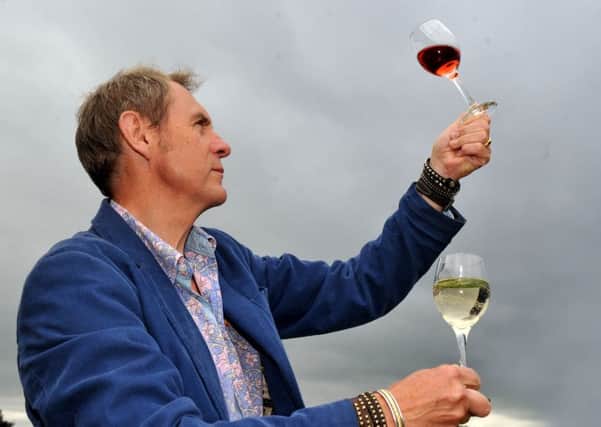 Radio 2's Nigel Barden judges some Yorkshire wine at the Pavilions of Harrogate.