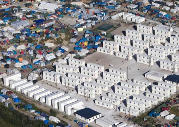 An aerial view last week of the Calais migrant camp.