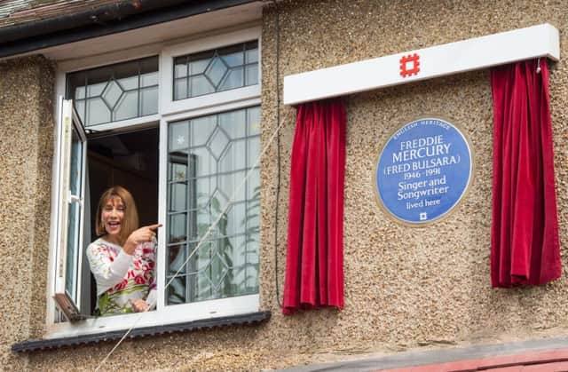 The sister of Freddie Mercury Kashmira Cooke at the unveiling of an English Heritage blue plaque to Queen's lead singer at his former home at 22 Gladstone Avenue in Feltham, west London. Picture: Dominic Lipinski/PA Wire