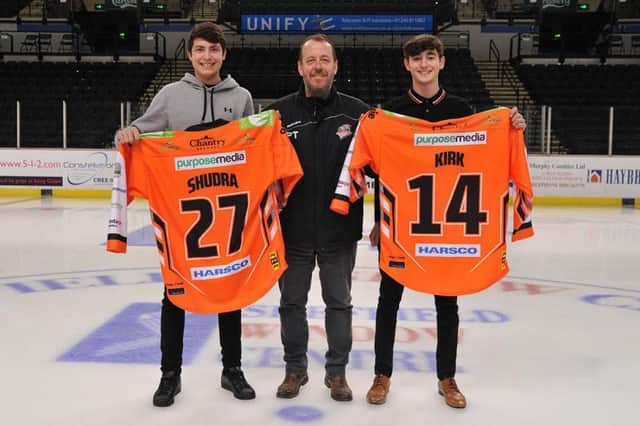 YOUNG BLOOD: Paul Thompson, with Cole Shudra, left, and Liam Kirk.