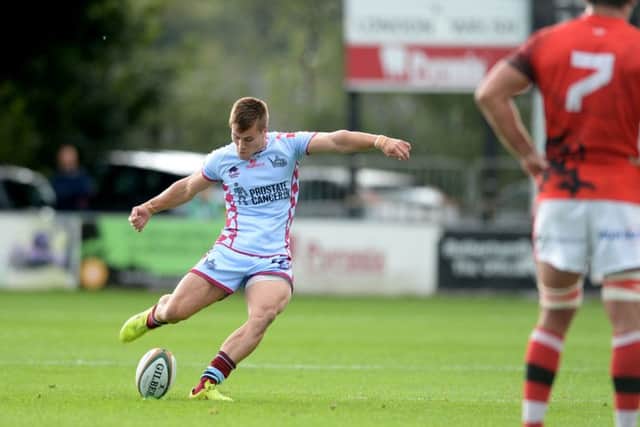 TOP MAN: Rotherham Titans' Charlie Foley kicks the winning penalty goal over against London Welsh. Picture: James Hardisty.