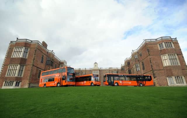 Yorkshire Tiger buses outside Temple Newsam House, Leeds. Picture by Simon Hulme