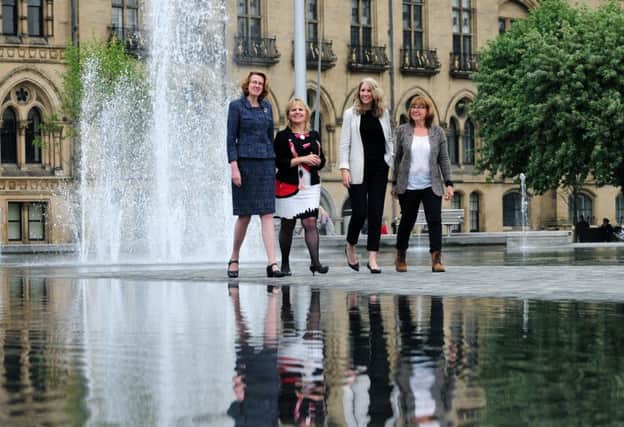 Earlier this year Bradford Council announced it's intention to bid to host the Great Exhibition of the North, from left, Susan Hinchliffe (Leader of Bradford Council), Kersten England (Chief Executive of Bradford Council), Shelagh ONeill (Project Leader for the Bid Team and Clare Morrow (Former Chair of Welcome to Yorkshire). 27th May 2016. Picture : Jonathan Gawthorpe