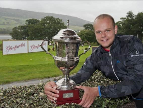 Rotherham's Jonathan Thomson after victory in the Glenfarclas Open (Picture: Brian Stewart/HotelPlanner.com PGA EuroPro Tour).