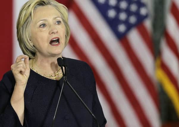 Democratic presidential candidate Hillary Clinton speaking in Cleveland in June. (AP Photo/Tony Dejak)