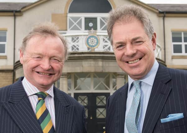 (L-R) Simon Theakston with Nick Lane Fox at the Great Yorkshire Showground in Harrogate.