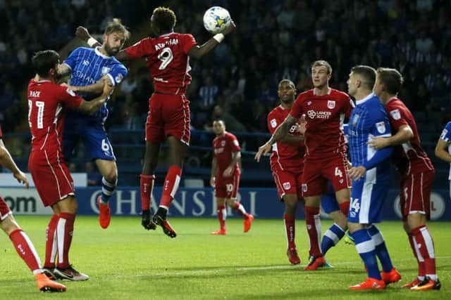 Steven Fletcher heads home to spark Sheffield Wednesday's successful fightback against Bristol City (Picture: Steve Ellis).
